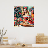 Retro kerstmis omhoog poster (Keuken)
