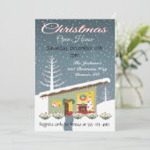 Retro Kerstmis Open House Uitnodigingen (Staand voorkant)