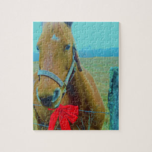 retro Kerstmis Paard Legpuzzel