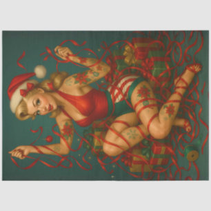 Retro Kerstmis Pin-Up met Cadeaus en Vakantie  Tissuepapier