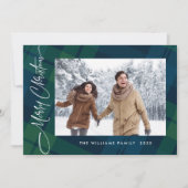 Retro Kerstmis Plaid 3 Foto Groet Feestdagenkaart (Voorkant)