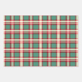 Retro Kerstmis Plaid in Rode Crème en Groen Inpakpapier Vel (Voorkant 3)