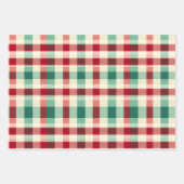 Retro Kerstmis Plaid in Rode Crème en Groen Inpakpapier Vel (Voorkant 2)