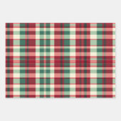 Retro Kerstmis Plaid in Rode Crème en Groen Inpakpapier Vel (Voorkant)
