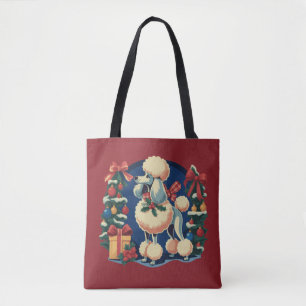 Retro Kerstmis Poodle Vintage 1950's Vakantie Hond Draagtas