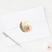 Retro Kerstmis Rendier Faux Gold Ronde Sticker (Envelop)