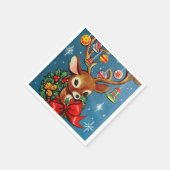 Retro Kerstmis rendier Party papieren servetten (Hoek)