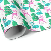 Retro Kerstmis rendieren Cadeaupapier (Rol Hoek)