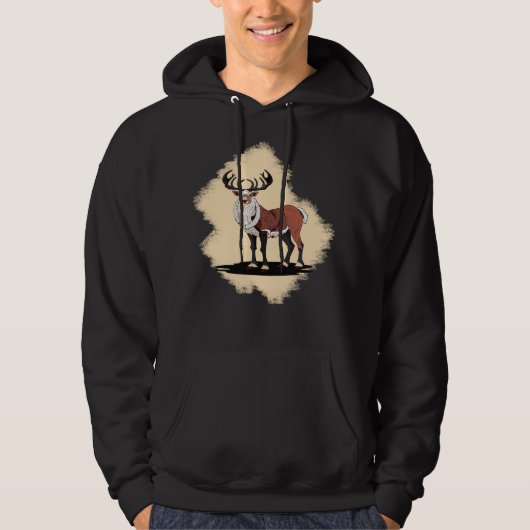 Retro Kerstmis Rendieren Hoodie (Voorkant)
