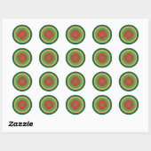 Retro Kerstmis Rood Groen Gestileerde Cirkel Stick Ronde Sticker (Vel)