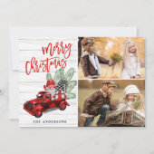 Retro Kerstmis Rustic 2 PHOTO Greep Feestdagenkaart (Voorkant)