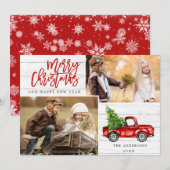 Retro Kerstmis Rustic 2 PHOTO Greep Feestdagenkaart (Voorkant / Achterkant)