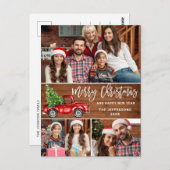 Retro Kerstmis Rustic 3 PHOTO Greep Briefkaart (Voorkant / Achterkant)