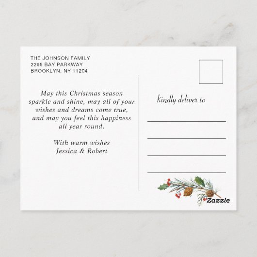 Retro Kerstmis Rustic 3 PHOTO Greep Briefkaart (Achterkant)