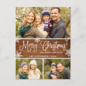 Retro Kerstmis Rustic 3 PHOTO Greep Briefkaart (Voorkant)