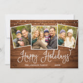 Retro Kerstmis Rustic 3 PHOTO Greep Feestdagenkaart (Voorkant)