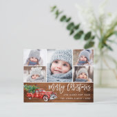 Retro Kerstmis Rustic 5 PHOTO Greep Briefkaart (Staand voorkant)