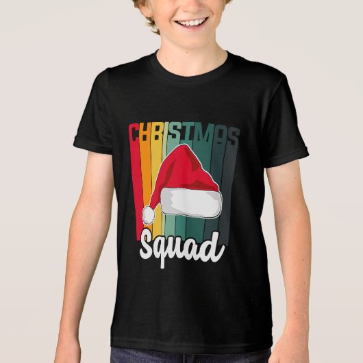 Retro Kerstmis — Santa Hat Festive Tri-Blend Shirt (Voorkant)