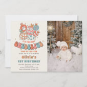 Retro Kerstmis Santa ONEderful Eerste Verjaardag Kaart (Voorkant)