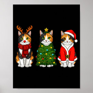 Retro Kerstmis Schotse Kat Kerstman Rendier Poster