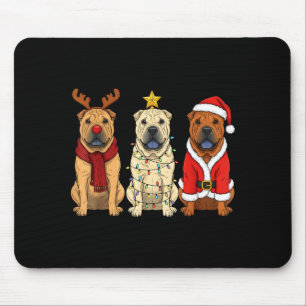 Retro Kerstmis Shar Pei Kerstman Rendier Hond Lief Muismat