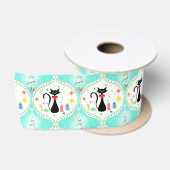 Retro Kerstmis Siamese Kat Ogee Lint (Spoel)