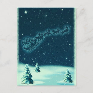 Retro Kerstmis Sinterrendierslaapdag Briefkaart