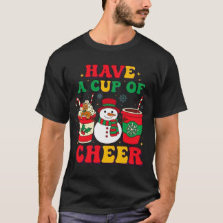 Retro Kerstmis Sneeuwman Peperkoek Warme Chocolade T-shirt
