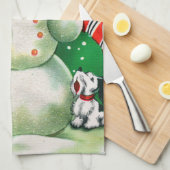 Retro Kerstmis sneeuwpop Vakantie keukenhanddoek (Quarter Fold)