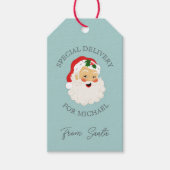 Retro Kerstmis speciale levering van de Kerstman Cadeaulabel (Voorkant)