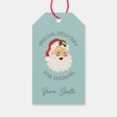 Retro Kerstmis speciale levering van de Kerstman Cadeaulabel (Achterkant)