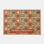 Retro Kerstmis Stamp Collage Gepersonaliseerd Deurmat (Voorkant)