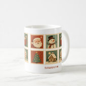 Retro Kerstmis Stamp Collage Gepersonaliseerd Koffiemok (Voorkant rechts)