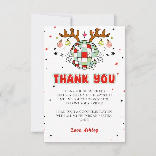 Retro Kerstmis Verjaardag Dank u kaart (Voorkant)