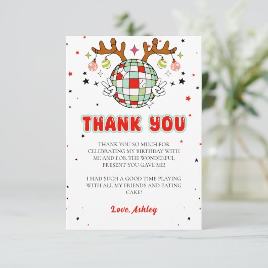 Retro Kerstmis Verjaardag Dank u kaart (Staand voorkant)