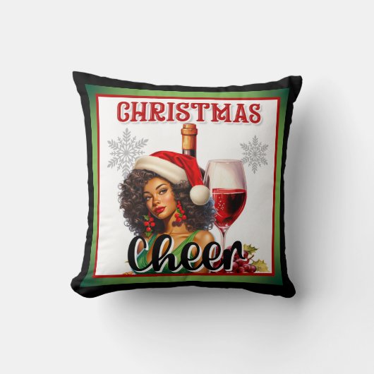 Retro Kerstmis vrolijkheid Pin-up Kussen (Voorkant)