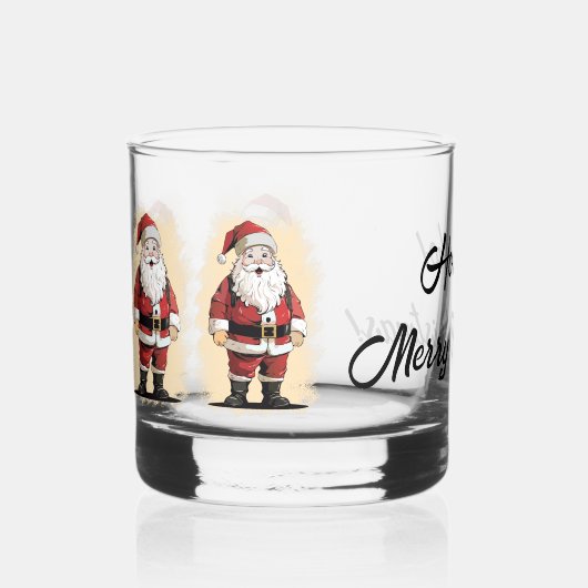 Retro Kerstmis Whisky Glas (Voorkant)