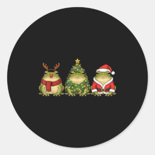 Retro Kerstmis Woestijn Regen Kikker Kerstman Rend Ronde Sticker