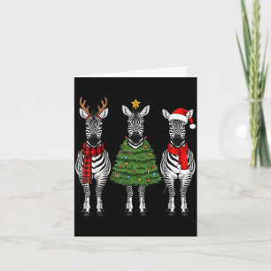 Retro Kerstmis Zebra Kerstman Rendier Safari Dier Kaart