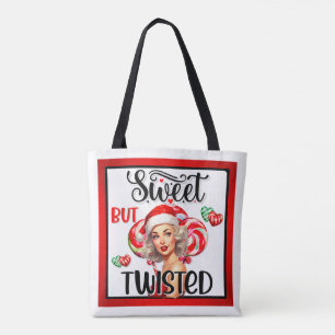 Retro Kerstmis Zoet en Verdraaid Pin-up Meisje Draagtas