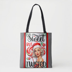 Retro Kerstmis Zoete en Verknipte Pin-up Draagtas