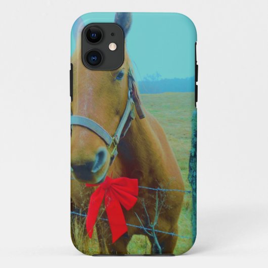 retro kerstpaard Case-Mate iPhone case (Achterkant)