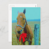 retro kerstpaard feestdagenkaart (Voorkant / Achterkant)