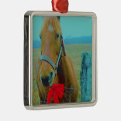 retro kerstpaard metalen ornament (Rechts)