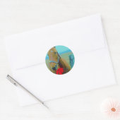 retro kerstpaard ronde sticker (Envelop)