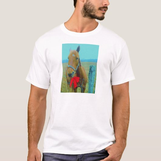 retro kerstpaard t-shirt (Voorkant)