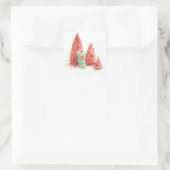 Retro kerstpas vierkante sticker (Tas)