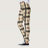 Retro kerstpatroonpatronen Leggings (Links)