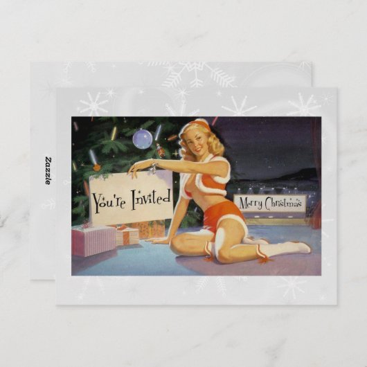 Retro KerstPinup Feestdagenkaart (Voorkant / Achterkant)
