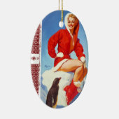 Retro-kerstpop-meisje Keramisch Ornament (Rechts)